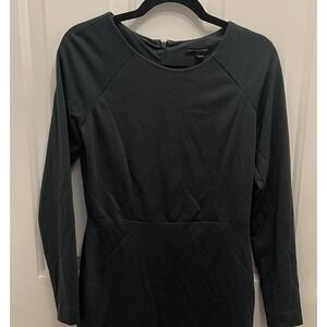 Banana Republic Dark Forest Green Ponte Knit Long Sleeved Sheath Dress 6 Career